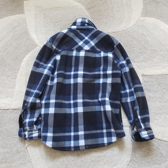 Navy Blue and White checked shirt jacket - Sherpa Fleece Shacket - Sz Medium - Picture 5 of 6